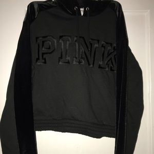 PINK velvet black hoodie